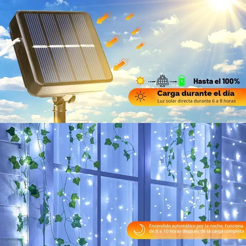 Vista 2 de Joomer - Tira de luces solares de hadas, paquete de 2, total 80 pies, 240 LED, luces de cuerda solar para exteriores, impermeables, 8 modos