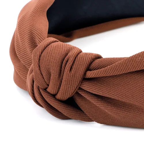 Vista 6 de YISSION Paquete de 4 diademas anudadas para mujer, diademas de tela de torsión ancha, color sólido, antideslizantes, accesorios para el cabello