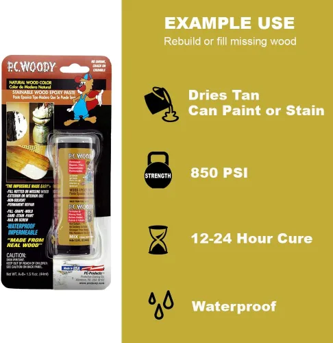 Vista 3 de PC-Woody Wood Repair Epoxy Pasta y J-B Weld Wood Restore Liquid Hardener