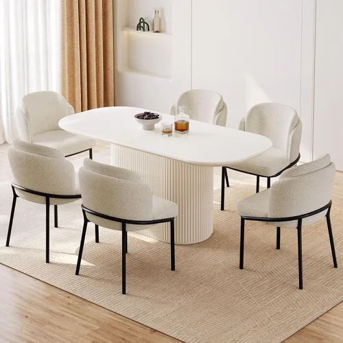 Vista 15 de Juego de mesa de comedor ovalada de 62.99 pulgadas para 4, juego de mesa de cocina de 5 piezas, mesas de comedor modernas con 4 sillas para cocina