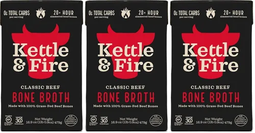 Vista 23 de Kettle and Fire Classic - Caldo de hueso de ternera, aprobado por Keto, Paleo, y Whole 30, sin gluten, alto en proteínas y colágeno, paquete de 4