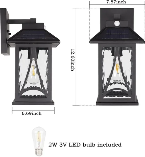 Vista 5 de SR016-W - Luces solares de pared para exteriores con sensor de movimiento, lámparas de pared impermeables del atardecer al amanecer, luces solares