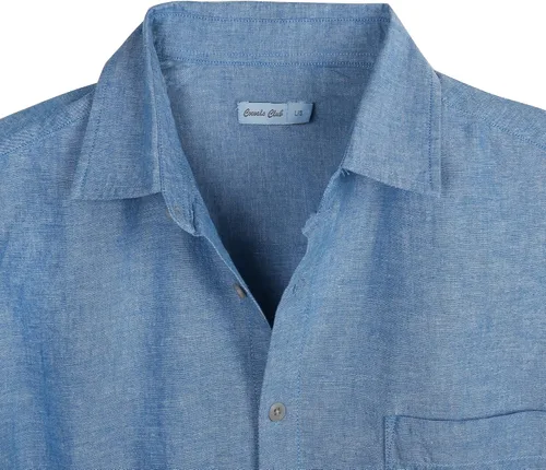 Vista 4 de COEVALS CLUB Mens Linen Beach Summer Casual Button Down Shirt Short Sleeve Shirts