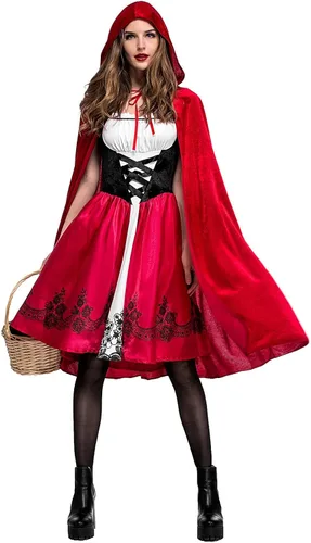 Vista 7 de Disfraz de Halloween para mujer, disfraz de fiesta de baile con capucha, chal