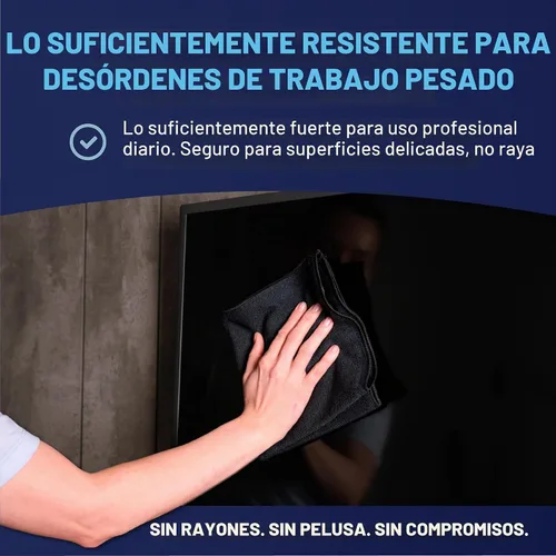 Vista 6 de Paños de limpieza de microfibra Pro multisuperficie de 12 x 12 pulgadas Negro - Paquete de 12 Toallas de microfibra premium para limpiar vidrio