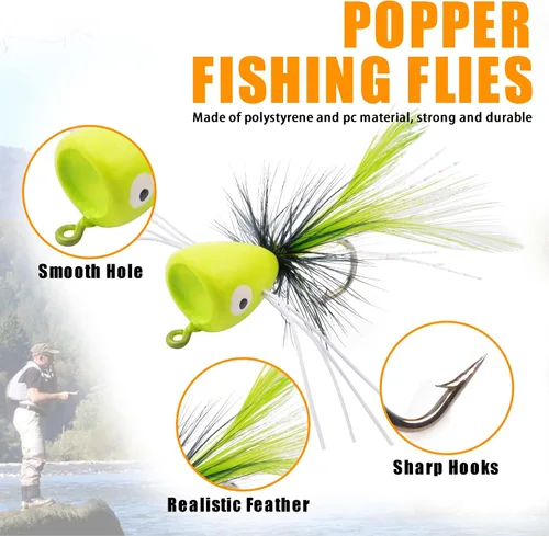 Vista 2 de Kit de señuelos de pesca con mosca, kit de señuelos de pesca con mosca, moscas para pesca con mosca, cebo colorido, moscas de pesca con mosca seca