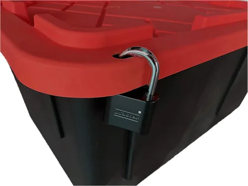 Vista 3 de MonsterRAX - Contenedores de almacenamiento de 27 galones, apilables, con cerradura, paquete de 5 (rojo)