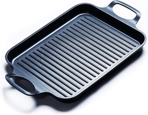 Vista 11 de S·KITCHN Sartén para parrilla con mango plegable, sartén antiadherente para estufas, sartén cuadrada compatible con inducción con boquillas
