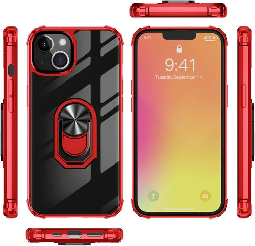 Vista 8 de Ring Kickstand - Funda transparente para iPhone 13 Mini de 5.4 pulgadas, protección contra caídas, funda protectora delgada, parachoques flexible +