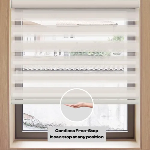 Vista 5 de Personalizadas MYshade - Persianas de cebra para ventanas sin cordones, persianas para ventanas con filtro de luz, tratamientos para ventanas