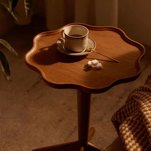 Vista 6 de Mesa de té para sala de estar, mesa auxiliar de madera moderna, sala de estar, sofá, mesa auxiliar pequeña, dormitorio, mesita de noche, oficina