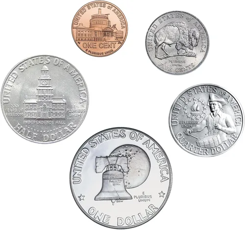 Vista 2 de One Year Rarities Eleven Coin Display Boxed Set: Raras, Brillant Uncirculated US Coins One Year Minted! 1976 Bicen Eisenhower Dollar + JFK $.50