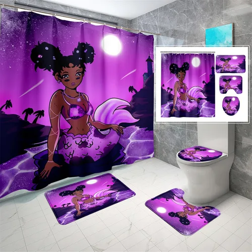 Vista 12 de BATATADOCE Juego de baño Gaming con cortina de ducha y alfombras para niños