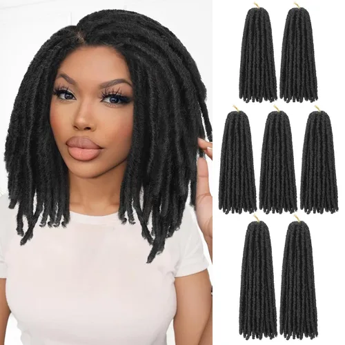 Vista 26 de WIGNEE Cabello de Ganchillo 120 Hebras Locs Sintéticos 8 Pulgadas Locs Suaves Pre-Trenzados 6 Paquetes Cabello de Ganchillo Pre-Anudado para Mujeres