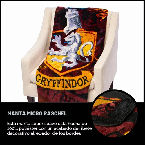 Vista 7 de Northwest Manta de micro Raschel de Harry Potter, ligera y transpirable para sofá, acogedora para todas las estaciones, 46 x 60 pulgadas, bandera