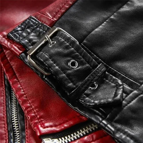 Vista 3 de Chaqueta de cuero para hombre Chaqueta casual de piel sintética con cremallera estilo bomber Cafe Racer Slim Fit Chaqueta de motociclista de cuero