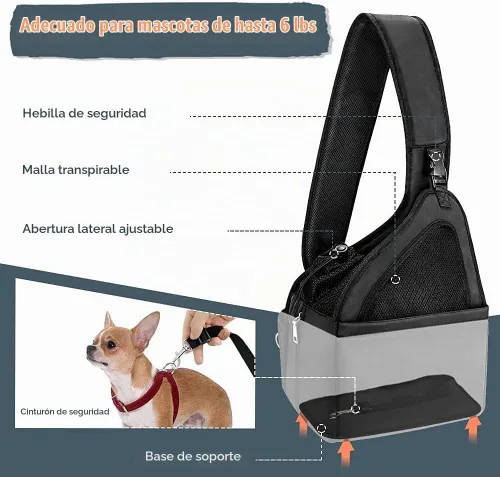 Vista 3 de Lukovee - Eslinga para mascotas, manos libres, papoose de fondo duro para cachorros y perros pequeños