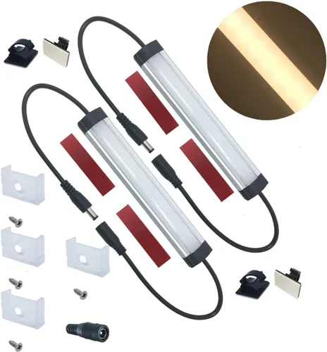 Vista 4 de Litever Kit de iluminación LED para debajo del gabinete (kit de barra de luz de 6 a 12 pulgadas) blanco cálido 3000 K, complemento de 6 pulgadas