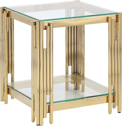 Vista 20 de Mesa de centro rectangular moderna de vidrio con parte superior de cristal templado negro y marco de acero inoxidable para sala de estar