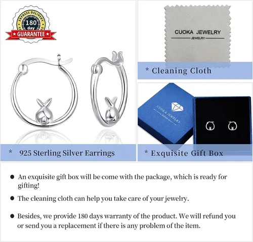 Vista 8 de Conbo MushroomBunny Hoop Earrings 925 Sterling Silver MushroomBunnyEarrings Cute Mushroom Earrings Small Mushroom Hoop Earrings Hypoallergenic