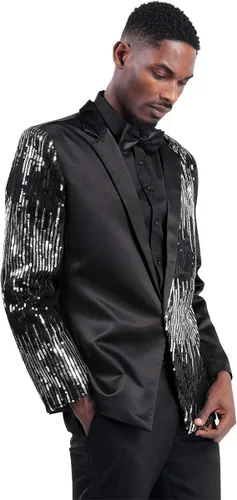 Vista 4 de Traje de 2 piezas para hombre casual 1 botón ajuste delgado elegante lentejuelas