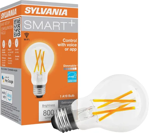Vista 22 de Sylvania WiFi LED Smart ST19 RGBW - Bombilla de filamento de color y acabado ámbar, 7 W eficiente, para Alexa/Google Assistant, 2000 K, no requiere