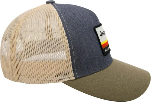 Vista 2 de Jeep Have Fun Out There Trucker Snapback - Sombrero gris y verde militarcrema, GrisVerdeCrema