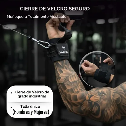 Vista 7 de Weight Lifting Straps with D Ring - Gym Straps with D Ring Negro
