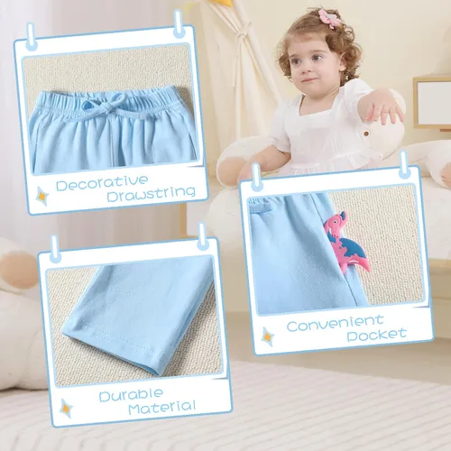 Vista 4 de Kionio Paquete de 3 pantalones rectos de algodón unisex para bebé con cordón de bolsillo