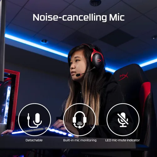Vista 6 de HyperX Cloud II Wireless - Auriculares para juegos para PC PS4PS5 Nintendo Switch batería de larga duración de hasta 30 horas sonido envolvente 71