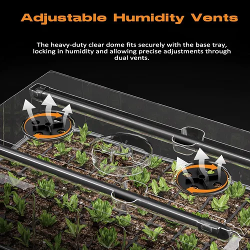Vista 6 de Patigrow Bandeja de inicio de semillas de riego automático de 60 celdas con luz de crecimiento, kit de inicio de semillas con cúpula de humedad