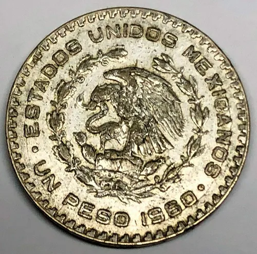 Vista 2 de 1957-1967 Peso mexicano. Con José Morelos, mártir de la independencia mexicana. Última moneda de plata mexicana de pequeña denominación
