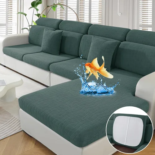 Vista 35 de MAXIJIN Fundas impermeables para cojín de sofá Fundas elásticas para asiento de sofá Fundas lavables, Fundas seccionales para cojines de exterior