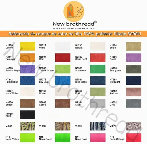 Vista 6 de New brothread - 30 opciones - 2 conos grandes de 5500Y (5000M) cada uno de hilo de poliéster hilado multiusos 40S/2 (Tex27) para serger, overlock