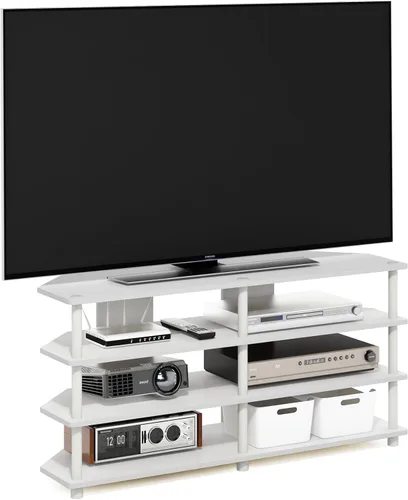 Vista 9 de Furinno Turn-N-Tube Centro de Entretenimiento Pequeño de 4 Niveles de Montaje Fácil / Soporte para TV / Unidad para TV / Escritorio para TV, Acero