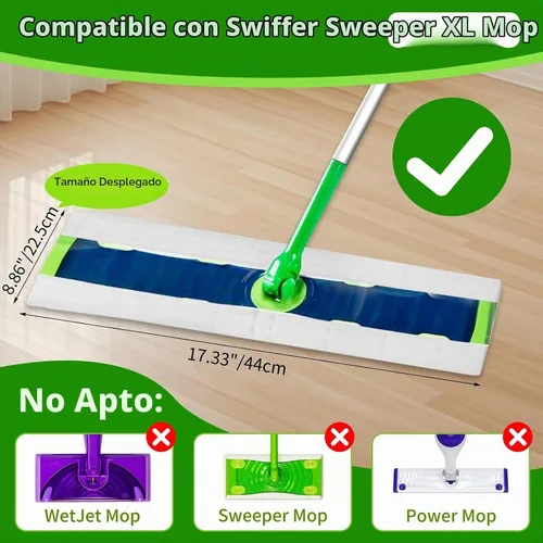 Vista 2 de Paños de barrido en seco XL compatibles con trapeador Swiffer Sweeper XL, repuesto de almohadillas secas desechables, paños secos para limpiar