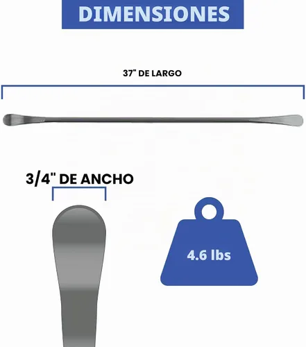 Vista 3 de Ken-Tool 34645 Palanca de hierro para montar/desmontar neumáticos USA-Made, 3/4 In Stock Diameter, For Truck and Bus Tires, Solid Steel