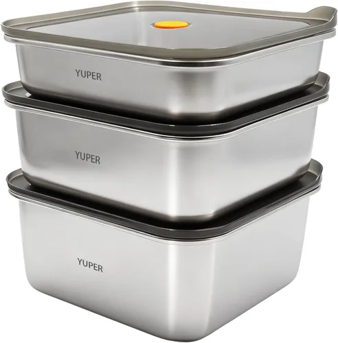 Vista 7 de YUPER Recipientes de alimentos de acero inoxidable, recipientes de preparación de comidas, recipiente para sándwich de queso y tocino