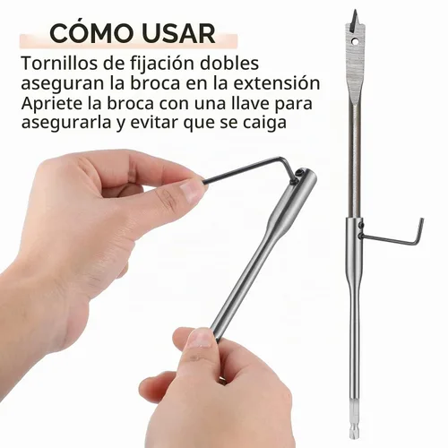 Vista 3 de Extensión de broca 6, broca de acero al carbono de 12 pulgadas con llave inglesa para torneadores de madera, accesorios de construcción (12 piezas)