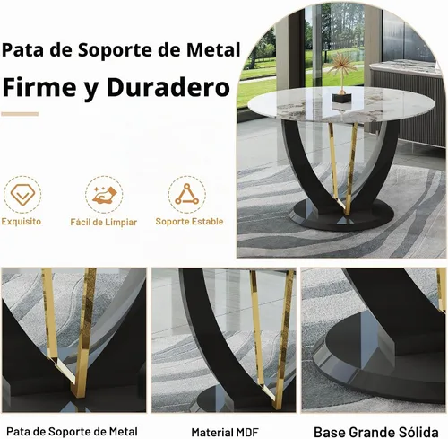 Vista 7 de gopop Juego de mesa de comedor redonda para 4, juego de mesa de comedor