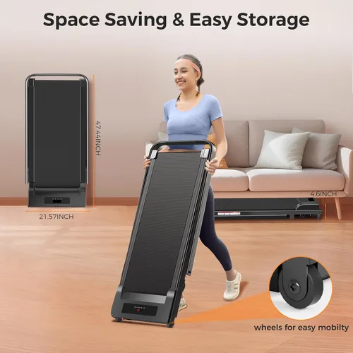 Vista 3 de Treadmills for Home 3.0HP Quiet Foldable Treadmill with Incline, Portable Walking Pad with Handle Bar, Walking Pad Treadmill for Running and Jogging