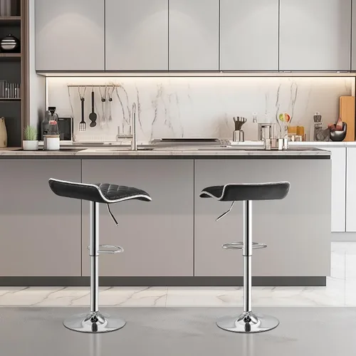 Vista 2 de VECELO Juego de 2 taburetes de bar ajustables, taburetes de altura de barra para encimera de cocina