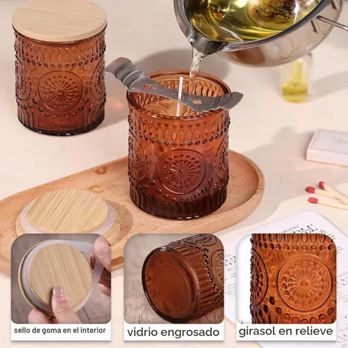 Vista 3 de DARJEN 10 tarros de vela de vidrio de 8 onzas con tapas, latas de velas Ámbar