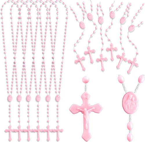 Vista 8 de 12 cuentas de rosario de plástico negro, collares de rosarios católicos a