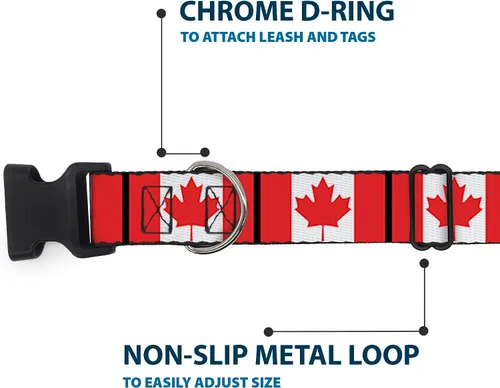 Vista 5 de Buckle-Down PC-W30367-S - Collar de clip de plástico para banderas de Canadá, pequeño/9-15
