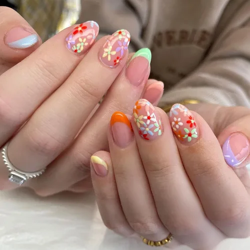 Vista 20 de Juego de 24 uñas postizas cuadradas cortas a presión, 3D, para primavera y verano, reutilizables, color naranja, uñas postizas a presión, lindas