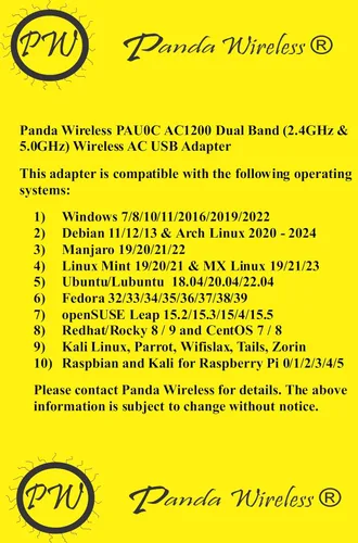 Vista 3 de Panda Wireless PAU0C AC1200 Adaptador USB inalámbrico de doble banda - Windows 7/8/10/11/2019/2022, Zorin, MXLinux, Mint, Ubuntu, Fedora, openSUSE