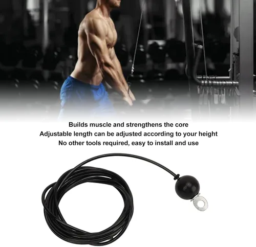 Vista 2 de HERCHR Cable de polea de fitness de 157 pulgadas / 197 pulgadas, ajustable, sistema de polea de repuesto para gimnasio en casa, cable de polea