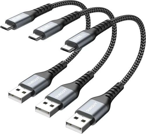 Vista 11 de SUNGUY Cable micro USB corto de 6 pulgadas, paquete de 3, cable USB a micro USB de 0.5 pies, cable de transferencia de datos USB 2.0 trenzado