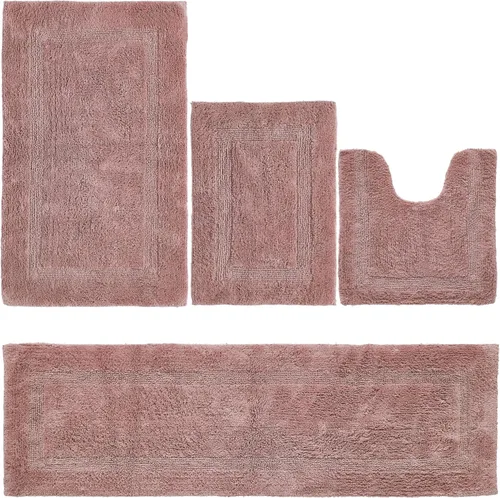 Vista 113 de Better Trends - Juego de 2 alfombras de baño 100% algodón, extra suaves, con borlas, de 17" x 24", alfombra de baño superabsorbente y reversible